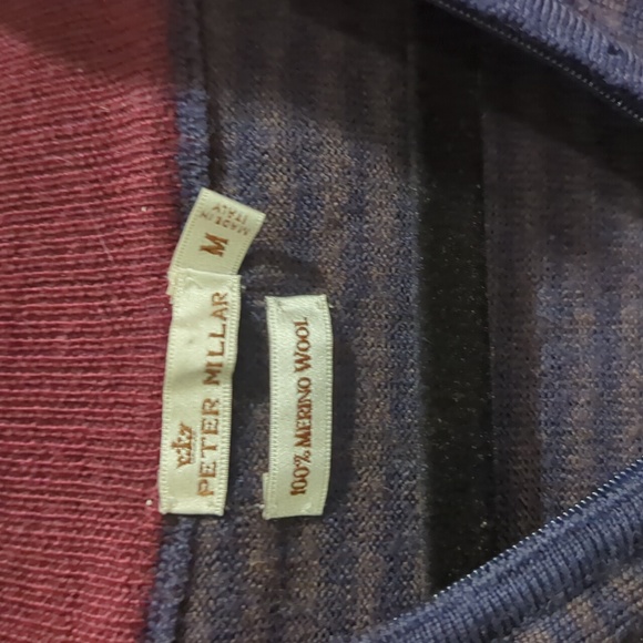 Peter Millar 100% Merino wool striped 1/4zip - Picture 4 of 7